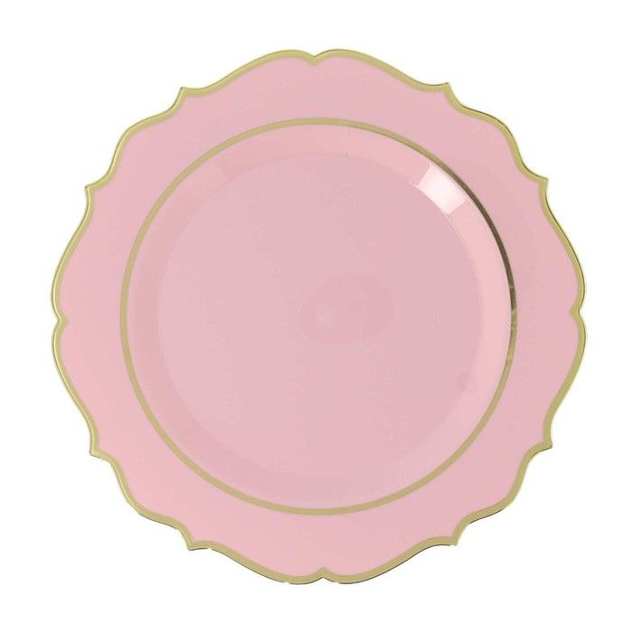 6 ASSIETTES RÉUTILISABLES ACCOLADES 26.5CM ROSE- VAISSELLE DE FÊTE