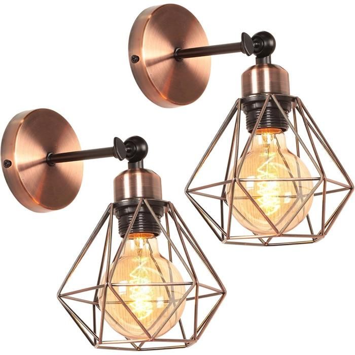 Applique murale intérieure - SMOTOP - Industrielle vintage réglable - Métal bronze 2xE27 - Pour salon/couloir