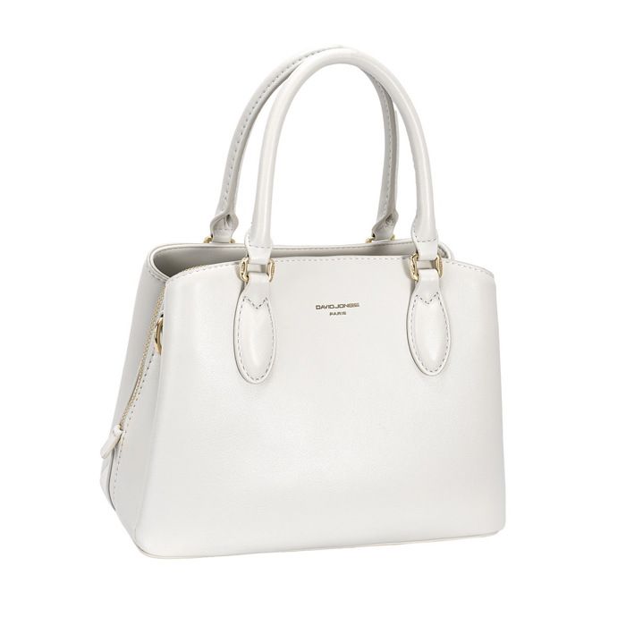 David Jones Paris Sac porté main femme en similicuir lisse 3 compartiments et bandoulière amovible - Blanc Cassé David Jones Paris Sac porté main femme en similicuir lisse 3 compartiments et bandoulière amovible - Blanc Cassé