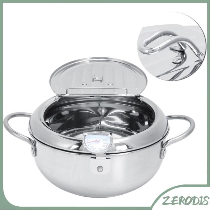 Yotown marmite à friteuse en acier inoxydable Marmite à Friteuse Japonaise Tempura de 28 Cm Contrôle de la puericulture pot
