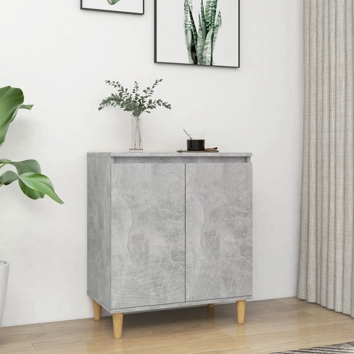 {Gris}Buffet bahut - Moderne-design - bois dingénierie - gris béton - 2 compartiments - Pour salon - 60x35x70 cm 37acg78n