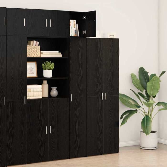 Armoire murale élégant - ECOHOME - bois dingénierie - chêne noir - 30 x 425 x 395 cm - 1 porte à charnières@763134