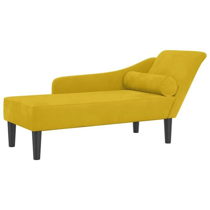 Chaise longue - (1 PC) - charge max: 110 kg - avec coussins jaune velours 141x55.5x66.5 cm V3182