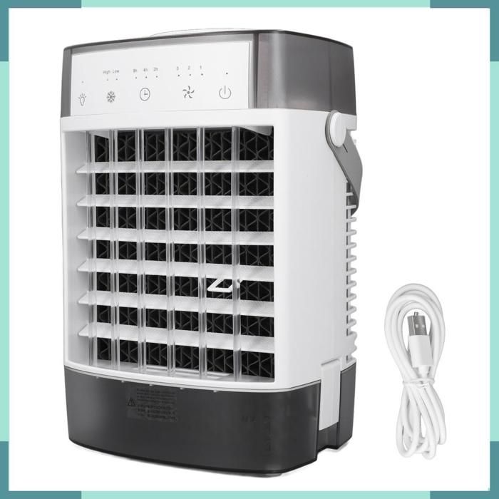 Climatiseur Portable 3 Vitesses Veilleuse 7 Couleurs pour Chambre à Coucher et Bureau