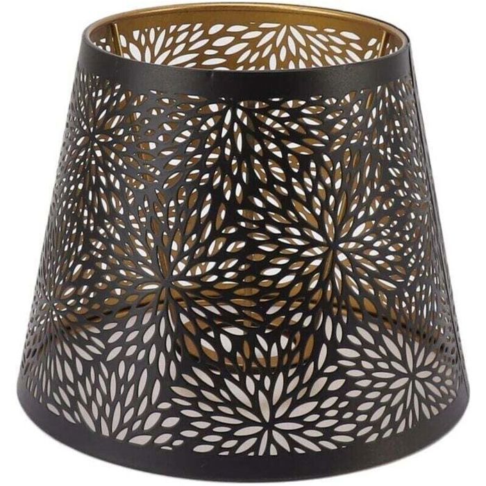Abat-jour Métal Style Arbre - 1 Pièce - Fer Creux Doré Intérieur - Compatible E26/E27 - Décoration Lampe - Noir