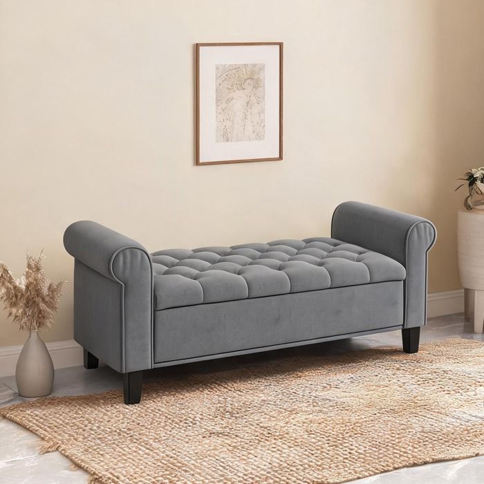 Bz Banquette Bz en Polyester Gris 126 x 48.5 x 57 cm - Gris Polyester 126 x 48.5 x 57 cm Ref 1HB97M