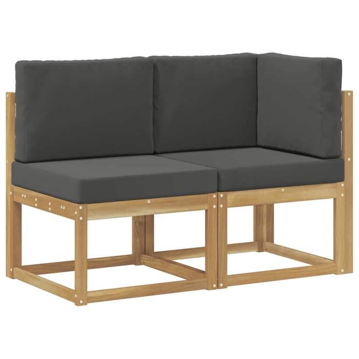 Meuble - Siège de jardin - Blanc - Canapé d’extérieur milieu et coin avec coussin 2 Pièce Blanc_7669