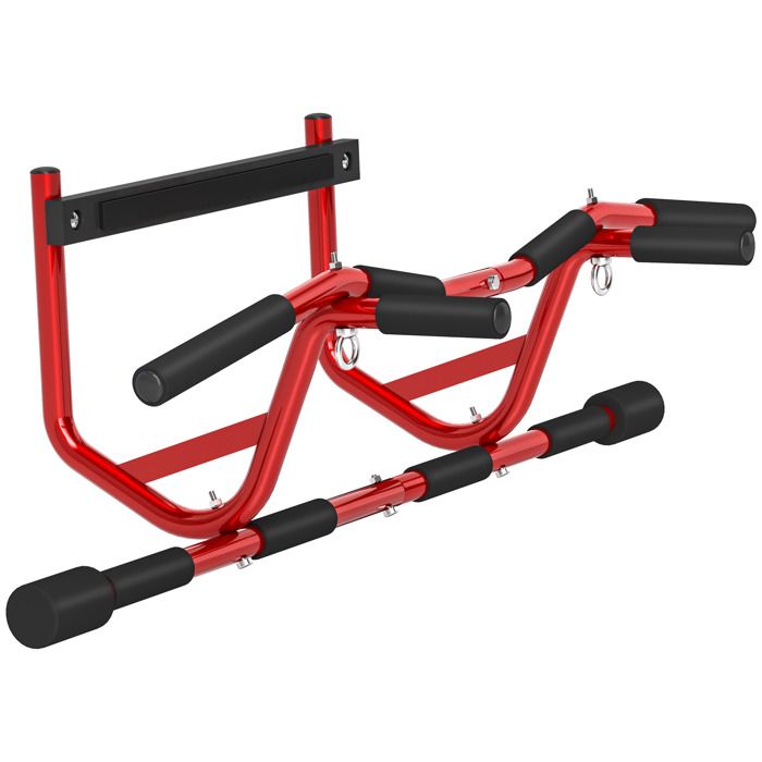 Barre de traction - SPORTNOW - porte et pompes au sol sans perçage pull up Bar 2 en 1 150 kg - acier - 96x46x30 5cm - rouge Barre de traction - SPORTNOW - porte et pompes au sol sans perçage pull up Bar 2 en 1 150 kg - acier - 96x46x30 5cm - rouge