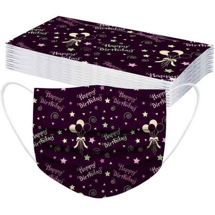 Masque De Voyage pcs Adulte Joyeux Anniversaire Impression De Protection Jetable Anti Poussiere A6112a