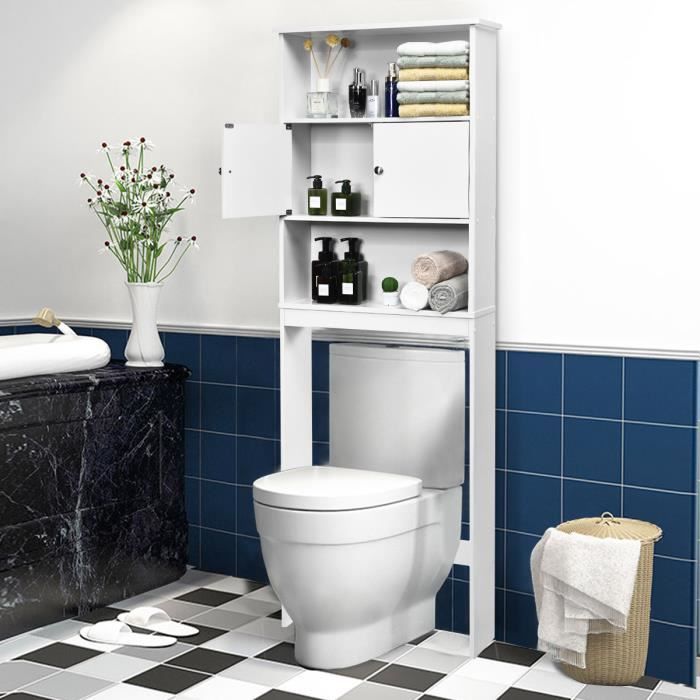 COSTWAY Meuble Dessus Toilette Colonne WC , Etagère de Rangement au