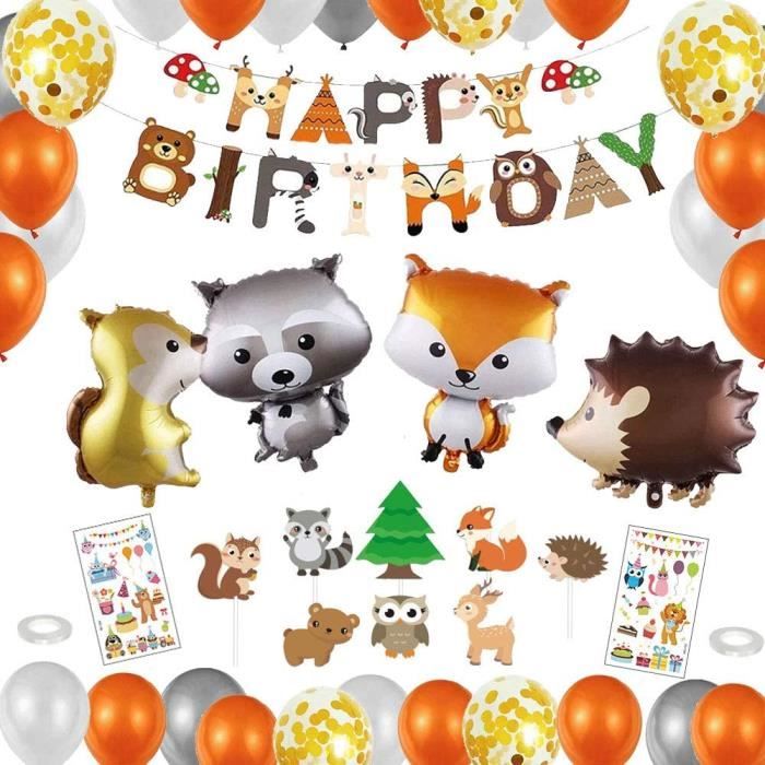 Decoration D Anniversaire D Animaux De La Foret Banniere De Joyeux Anniversaire Ballons D Animaux Decoration D Anniversaire 767 Cdiscount Maison