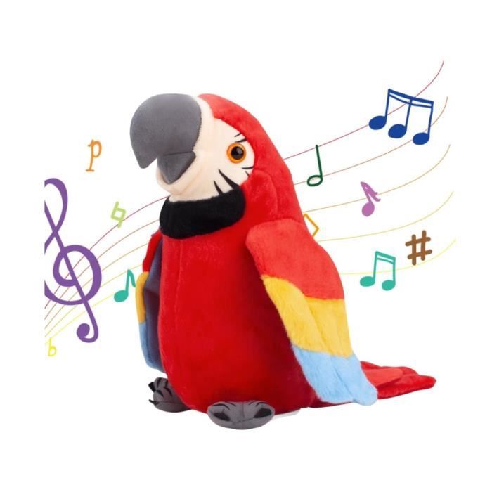 Jouet - Perroquet Qui Parle - Peluche spongieuse - Oiseau - Blanc