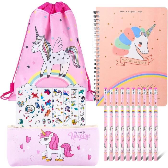 Kit Sac à Main Et Bijoux Licorne Pour Filles - Cadeau 2-6 Ans - Collier, Bracelet, Boucles D'Oreilles - Rose