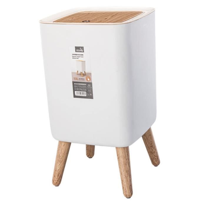 Poubelle Design Effet Bois Rétro - 26,8 X 22 Cm, Couvercle Pivotant - Pour Salle De Bain, Chambre, Cuisine