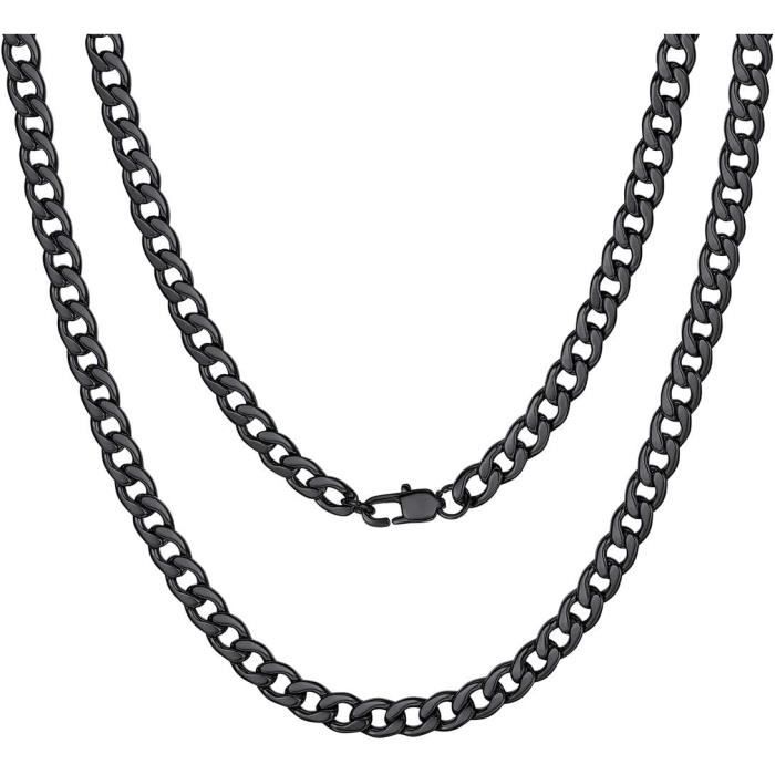 Qiaonitu Chaîne Cubaine LOURDE 11 Mm Homme – Collier + Bracelet Acier Inox 316L Doré/Argenté/Noir Style Punk Miami Rock