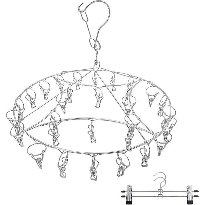 Séchoir à Chaussettes Pliable Avec 32 Pinces - Pour Petits Vêtements, Intérieur/extérieur