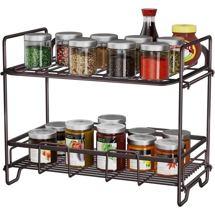 Great-2 Niveaux étagère à épices Cuisine Rangement Organisateur Stockage Porte épices Bouteille