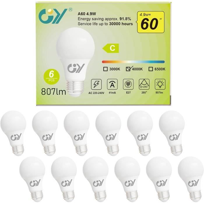Ampoules Led Gu10, 5W Équivalent 60W, 600Lm, Blanc Neutre 4500K, 120