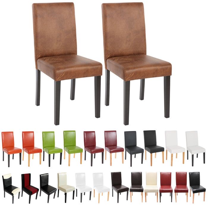2x chaise à manger chaise de cuisine Littau - simili cuir gris mat pieds clairs