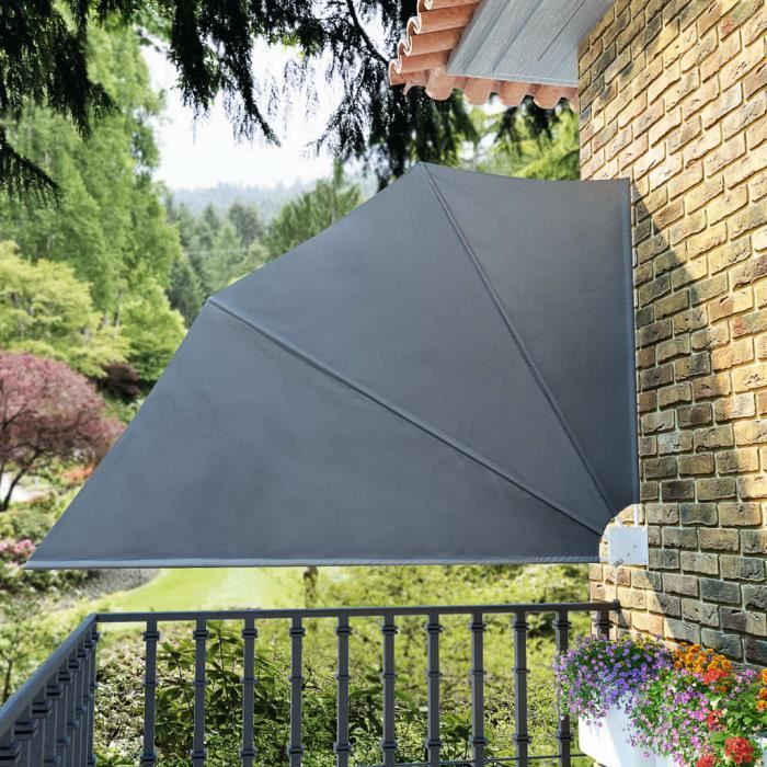 Auvent Lateral Pliable De Terrasse Gris 160 X 240 Cm Achat Vente Parasol Auvent Lateral Pliable De Cdiscount