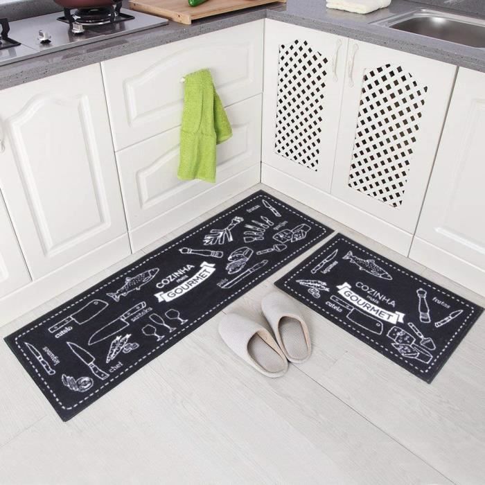 tapis de cuisine devant evier 2 pieces tapis cuisine antiderapant absorbent lavable en machine 40 60 40 120cm achat vente tapis de cuisine cdiscount