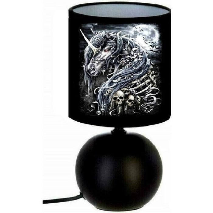 Lampe De Chevet Pied Boule Licorne Tete De Mort Skull Squelette