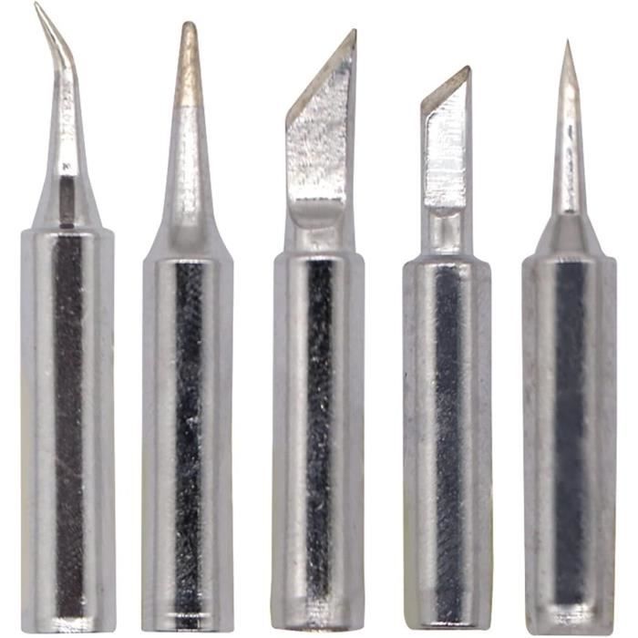Pointe Fer A Souder Lot De 5 Fers à Souder De Rechange, Panne à Souder Universel Tete De Soudage Avec 1 Piece De Laine En Acier De Nettoyage Fer Panne Fer à Souder