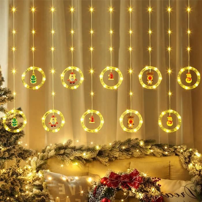 Rideau Guirlande Lumineuse, 3M 100LEDs Rideau Lumière Noël 8 Modes Lumières  de Décoration Noël avec Minuteur Guirlande LED Déco - Cdiscount Maison