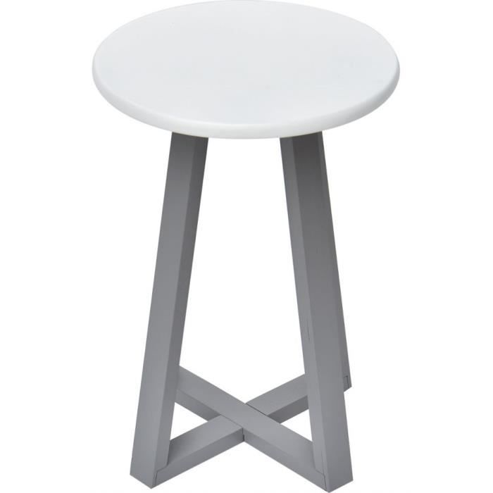 Tabouret Salle Bain Bambou Gris Et Blanc Achat Vente Tabouret