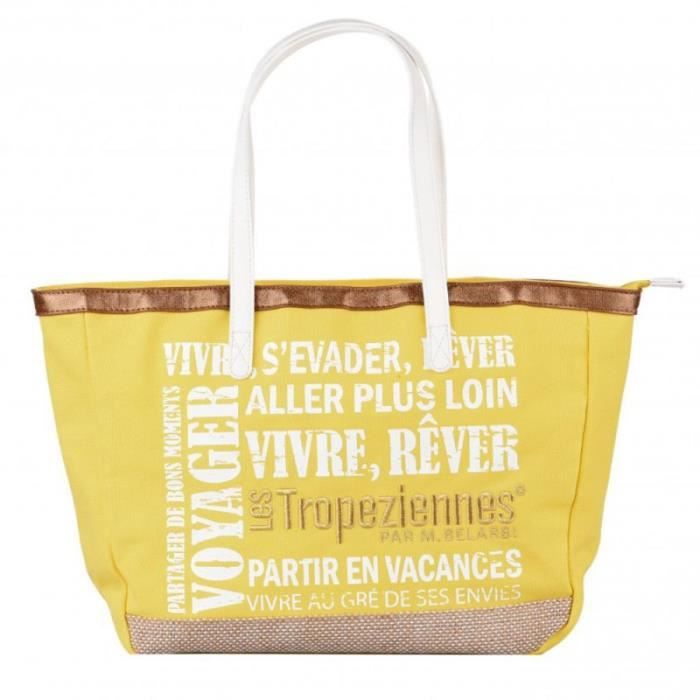 Sac de plage LES TROPEZIENNES Hermitage jaune TZ HER01 JAUNE Cdiscount Bagagerie Maroquinerie