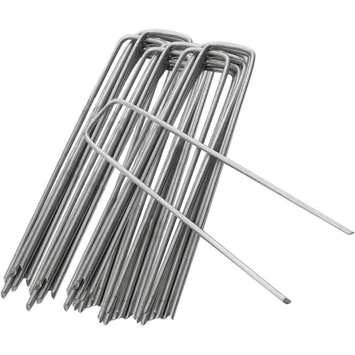Sardines De Fixation Acier Galvanisé - Lot De 50 - 3 Mm X 160 Mm - Pour Toile De Paillage, Bâche - Fabriqué En Italie