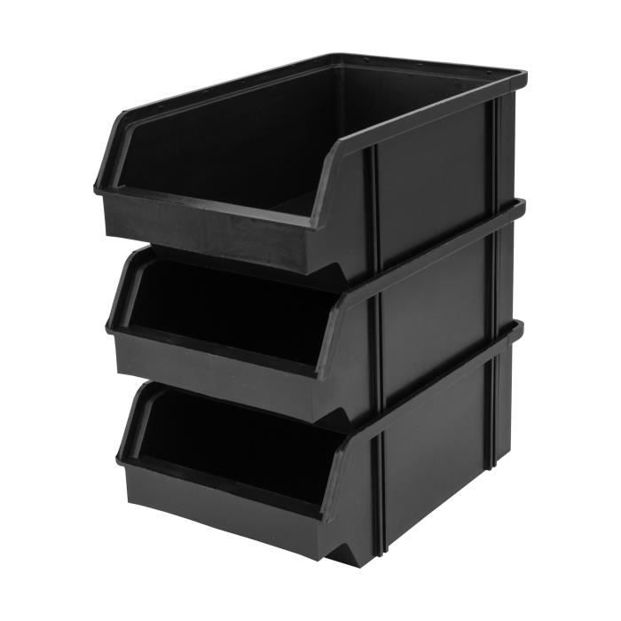 Boîte de rangement empilable Boîtes Empilables couleur Noir en plastique ProfiPlus Bac à Lantelme 3932 Lot de 10 