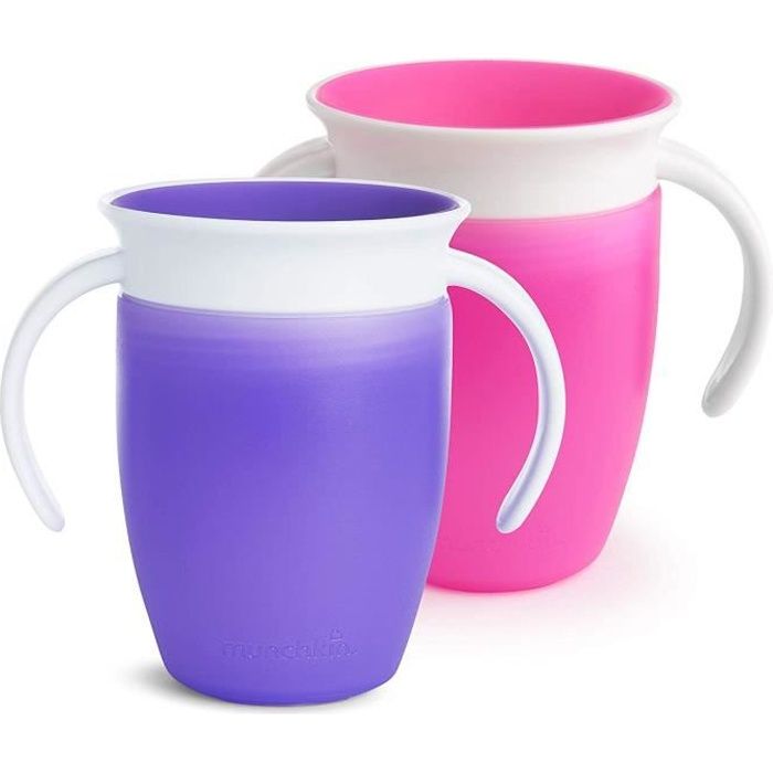 Munchkin Tasse D Apprentissage Miracle 360 Rose Violette Lot De 2 Cdiscount Puericulture Eveil Bebe