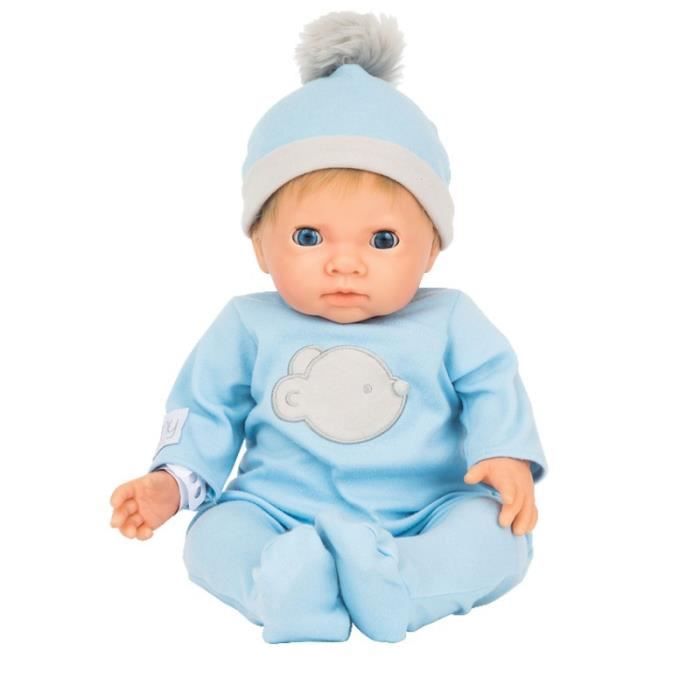 Poupon naissance Bleu 44 cm Pyjama Et Bonnet Bleu Cdiscount