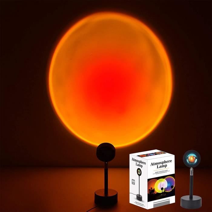 Lampe LED avec projection de coucher de soleil/Rotation à 90 degrés - Lampe USB - Éclairage dambiance romantique -pour le salon