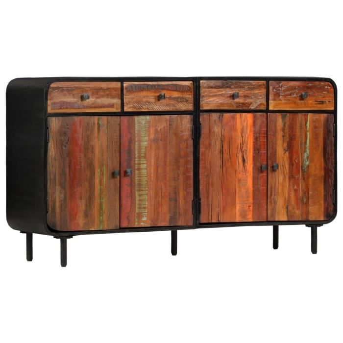 Buffet bas enfilade bahut blanc et bois - Souffle d'Intérieur