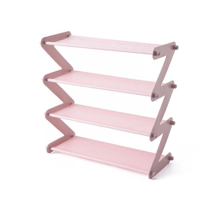 Meuble à chaussures Étagère à chaussures empilable et extensible à 4 niveaux organisateur de chaussures en forme de Z - Type Rose