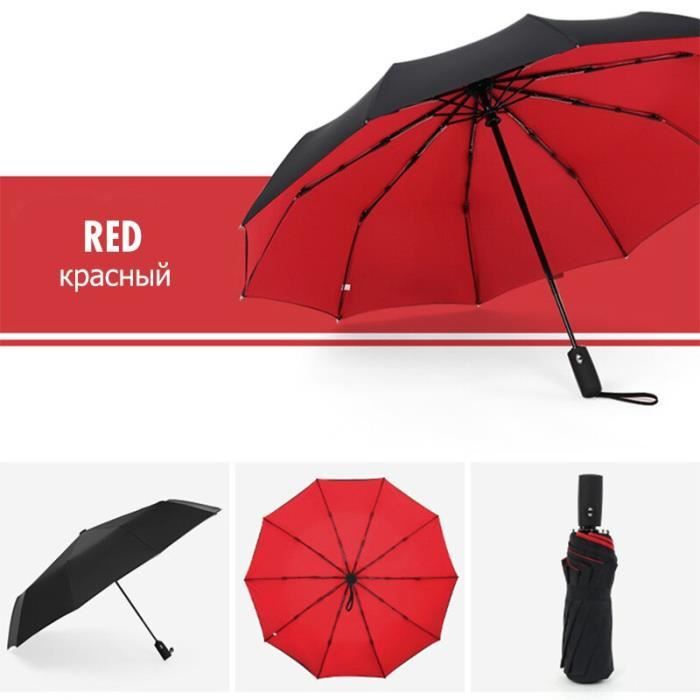 Parapluie Pliant Automatique Coupe-Vent - Ouverture Fermeture En 1 Seconde, 10 Baleines, Protection UV