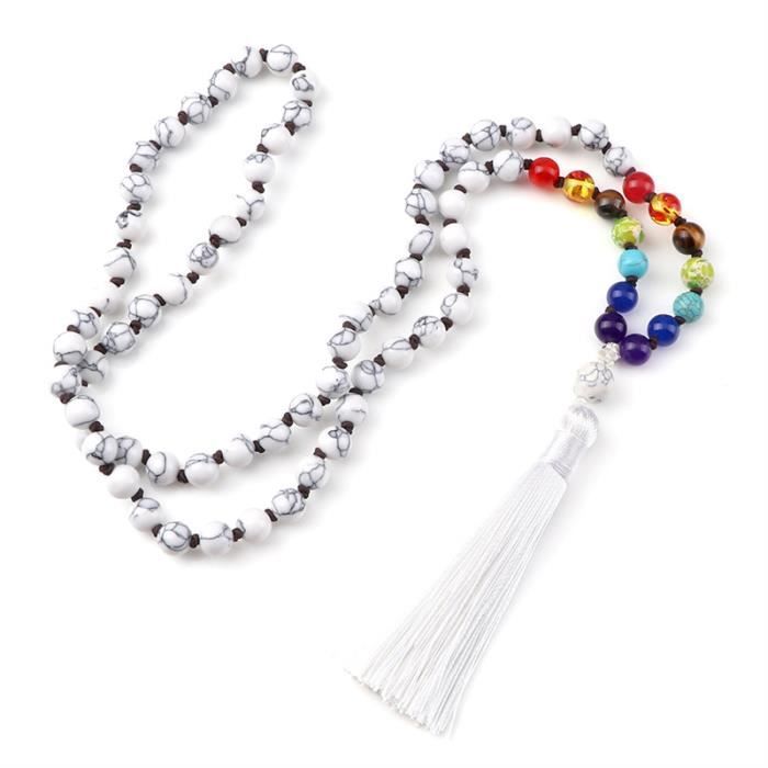 Collier À Pampilles Pour Femmes En Cristal Perles Fait À La Main Tête De Bouddha En Argent