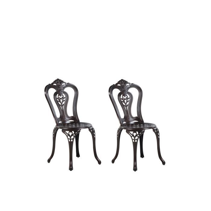 chaises de jardin en aluminium marron foncé bovino - beliani - style vintage - pour 2 personnes