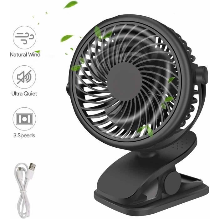 Mini Ventilateur de Bureau Portable Ventilateur de Refroidissement à 3 Vitesses avec Rotation à 360° Pour Maison Bureau Camping - Bleosan