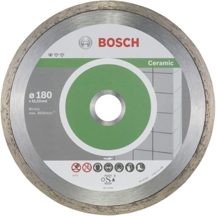 Disque à tronçonner diamanté Standard for Ceramic 180 x 22 23 x 1 6 x 7 mm lot de 10 Bosch 2608603233 - vue 2
