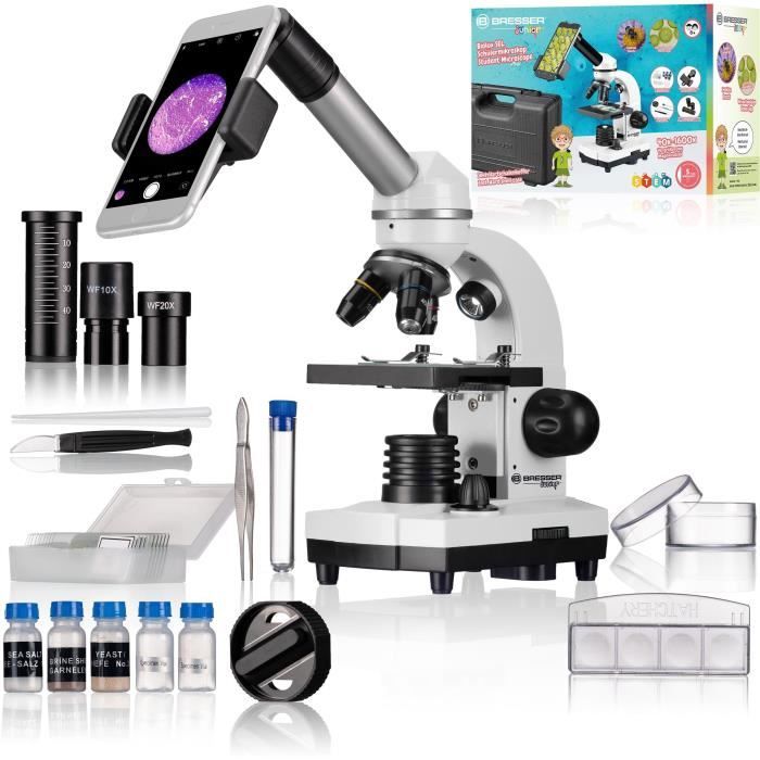Microscope Biolux SEL avec système de zoom - BRESSER JUNIOR - grossissement 40x-1600x - support smar