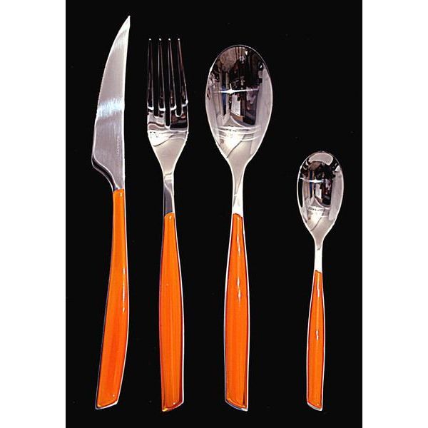 Ménagère 24 pièces - BUGATTI - Glamour orange - Acier inox 18/10 - Manche en SAN - Lavable en lave-vaisselle