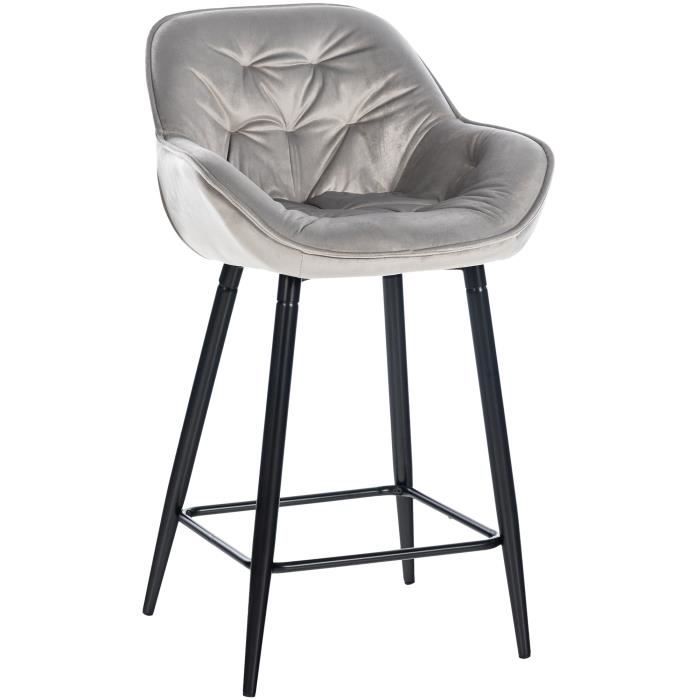 Tabouret de Bar Gibson - CLP - Gris-Velours - Pieds et Repose-pieds en Métal - Adulte - 150 kg Tabouret de Bar Gibson - CLP - Gris-Velours - Pieds et Repose-pieds en Métal - Adulte - 150 kg