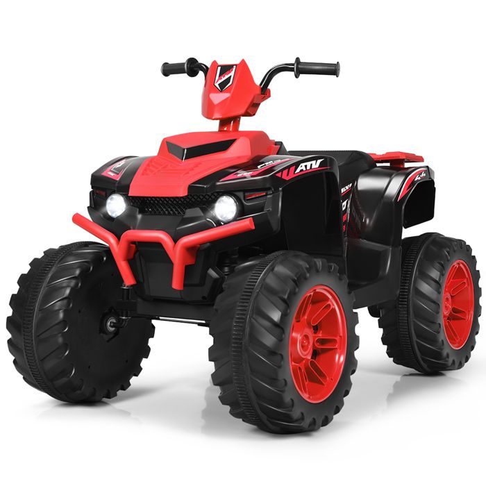 COSTWAY Quad &Eacute;lectrique 12v Pour Enfants 3-7 Ans, Avec Lumi&egrave;re, Musiques Et Histoires