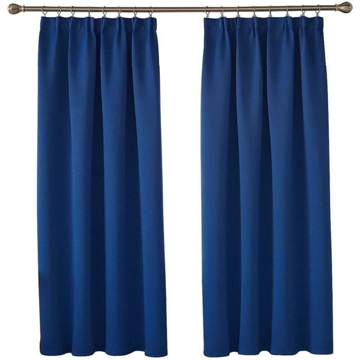 Deconovo Lot De 2 Rideaux Occultants Chambre Bebe Thermique Rideau Fenetre Galon Fronceur Decoration De Porte Cuisine Bleu Roi Cdiscount Maison