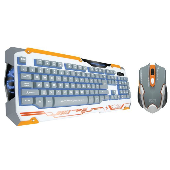 Dragonwar Sencaic Combo LED Souris Gaming 3200 DPI / 6 boutons + Clavier Gaming rétro-éclairé Semi mécanique Blanc QWERTY avec 8