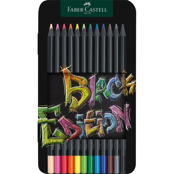 Faber-Castell Colour Grip Crayons De Couleur – Boîte Métal 12 Couleurs – Mine Aquarellable, Grip Ergonomique Triangulaire