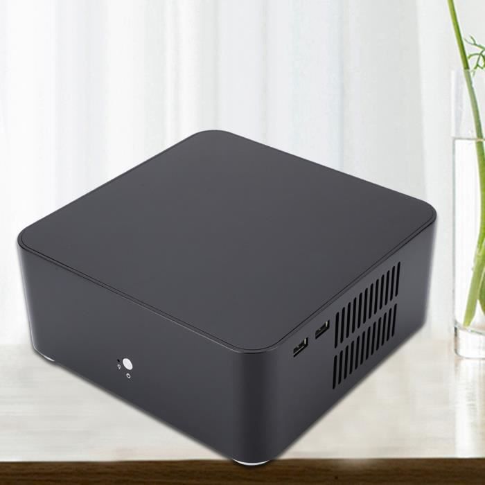 Boîtier PC Mini ITX Ghulumn M06 - Châssis Compact Bureau/HTPC | Dissipation Thermique, Design Sobre Noir